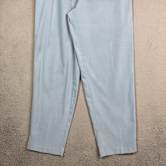 Vintage Pants Women Size 14 Light Sky Blue Straight Pull On Stretch Soft Twill - Picture 3 of 10
